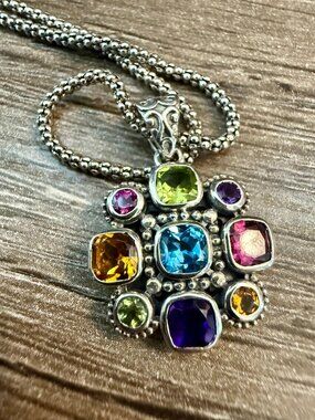 Samuel B. Sterling Silver Multi-Gemstone Pendant Necklace